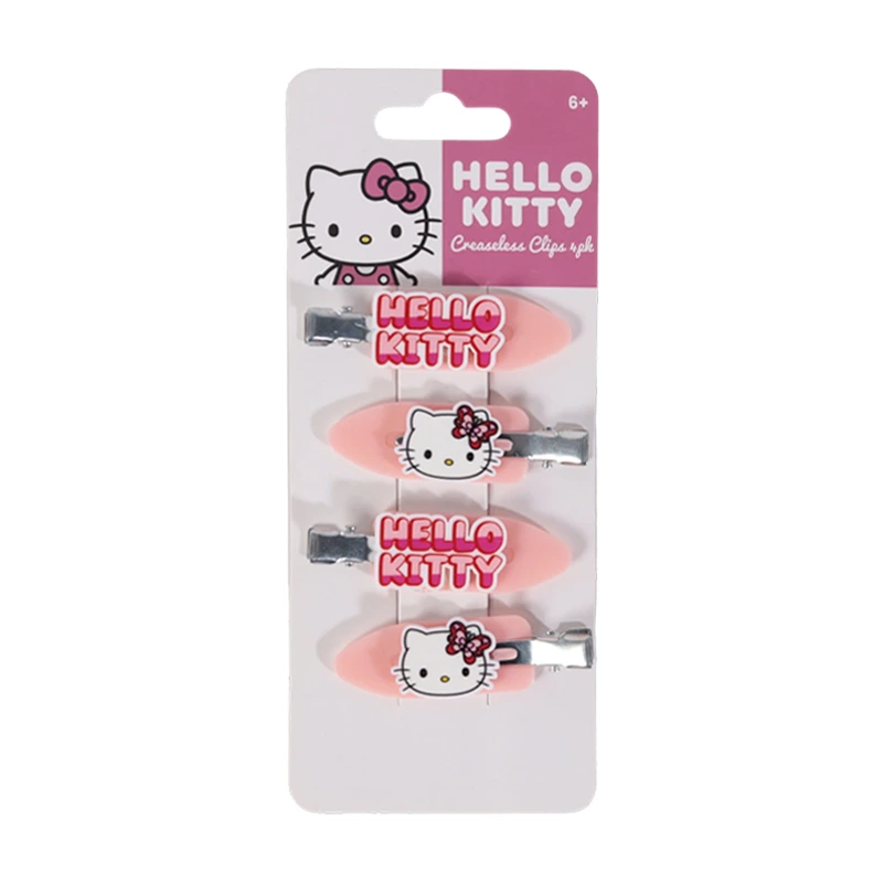 Hello Kitty Licensed Creaseless Hair Clips 4-Pack for Daily Styling
